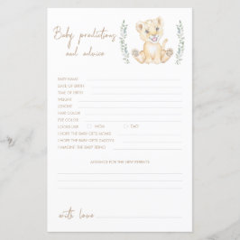 Lion Boy Baby shower voorspellingen en advies Kaar