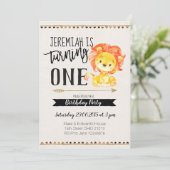 Lion Boy eerste verjaardagsfeest uitnodiging (Staand voorkant)