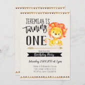 Lion Boy eerste verjaardagsfeest uitnodiging (Voorkant / Achterkant)