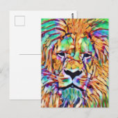 Lion Briefkaart - Levendige kunst (Voorkant / Achterkant)