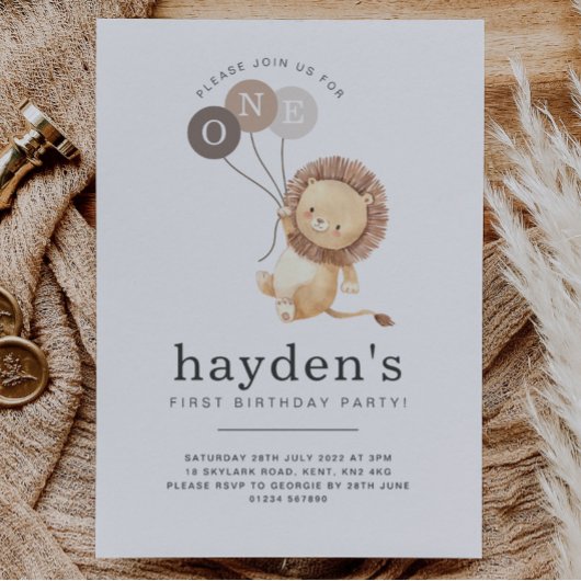 Lion Brown Balloons - ÉÉN Kaart