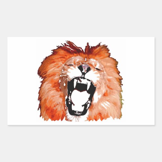 Lion brullende rechthoek Sticker (Voorkant)