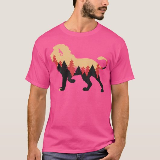 Lion Camping Natuur en wandelen Shirt met bos (Voorkant)