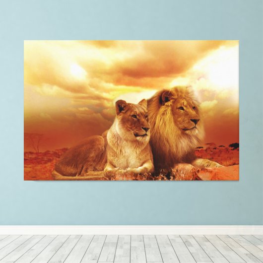 Lion Canvas Afdruk (Insitu (Houten vloer))