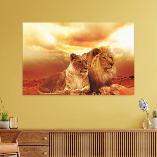 Lion Canvas Afdruk (Insitu (Woonkamer))