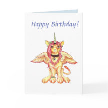 Lion Cat Unicorn Birthday Card