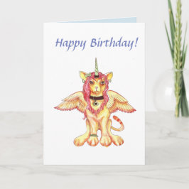 Lion Cat Unicorn Birthday Card Kaart