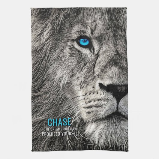 Lion Chase Jouw dromen Theedoek (Verticaal)