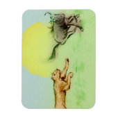 Lion Chasing Buffalo in Wilde Foto Magnet Magneet (Verticaal)