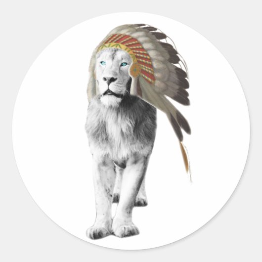 Lion Chief Ronde Sticker (Voorkant)