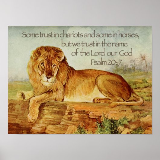 Lion Christelijk Bijbel Verse Trust in Lord Poster (Voorkant)