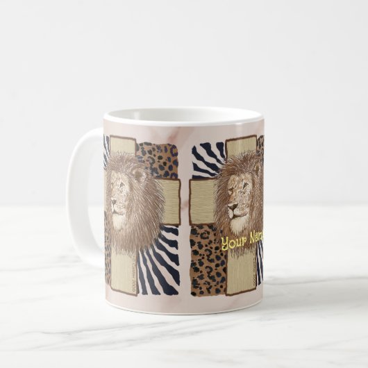 Lion Christelijk Cross Mok (Voorkant links)