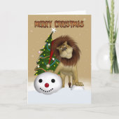 Lion Christmas Kaart - Vrolijke kerstleeuw (Voorkant)