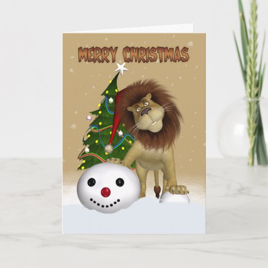 Lion Christmas Kaart - Vrolijke kerstleeuw (Voorkant)