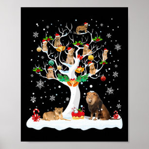 Lion Christmas kerstboom Hondenliefhebber Mannen V Poster