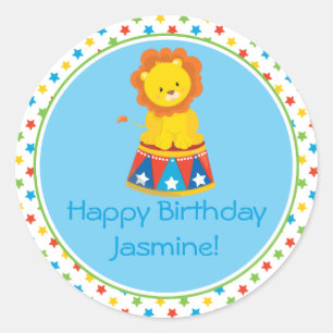 Lion Circus Thema Gepersonaliseerd Ronde Sticker