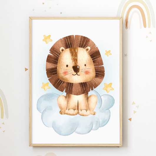 Lion Cloud Nursery Poster Kinder Room Print