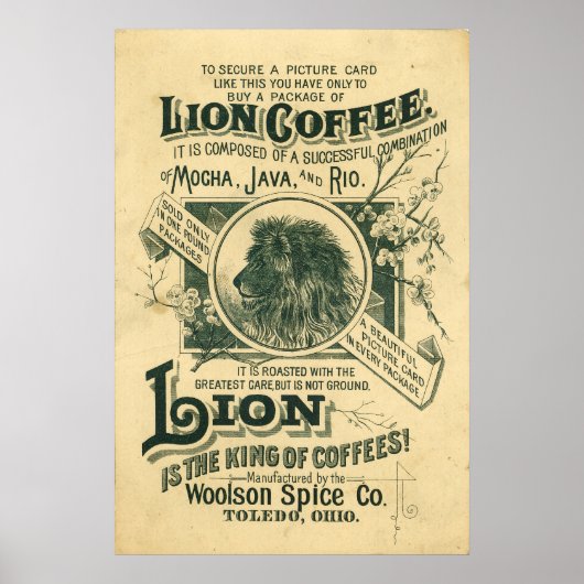 Lion Coffee Mocha Java Rio Advertisement Poster (Voorkant)