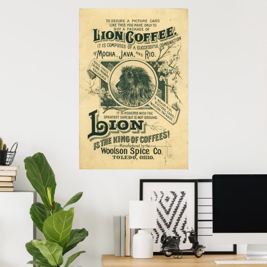 Lion Coffee Mocha Java Rio Advertisement Poster (Thuiskantoor)