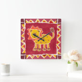 Lion Collage Print Oerwoud Safari Vierkante Klok (Huis)