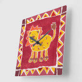 Lion Collage Print Oerwoud Safari Vierkante Klok (Hoek)