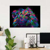Lion Colorful Lion Head Poster (Thuiskantoor)
