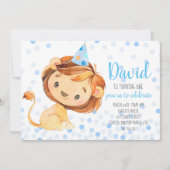 Lion Confetti First Birthday Safari Oerwoud Boy Kaart (Voorkant)