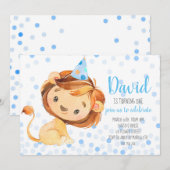 Lion Confetti First Birthday Safari Oerwoud Boy Kaart (Voorkant / Achterkant)