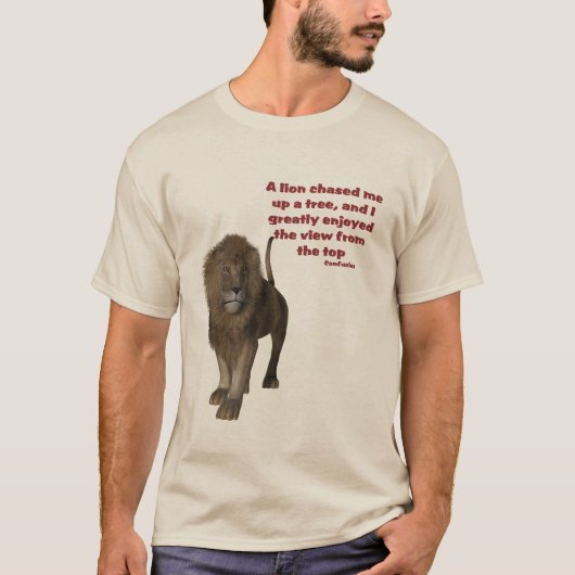 Lion Confucius Inspirerend Quote T-shirt (Voorkant)