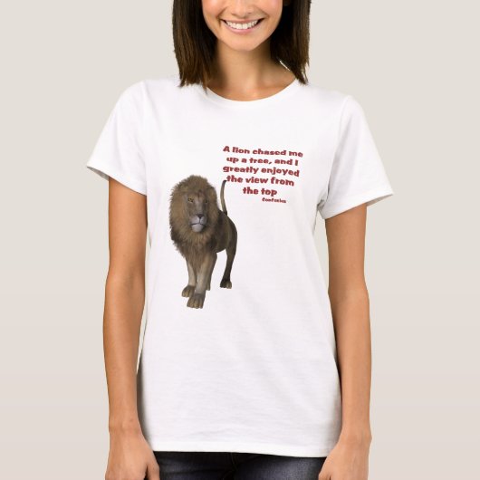 Lion Confucius Inspirerend Quote T-shirt (Voorkant)