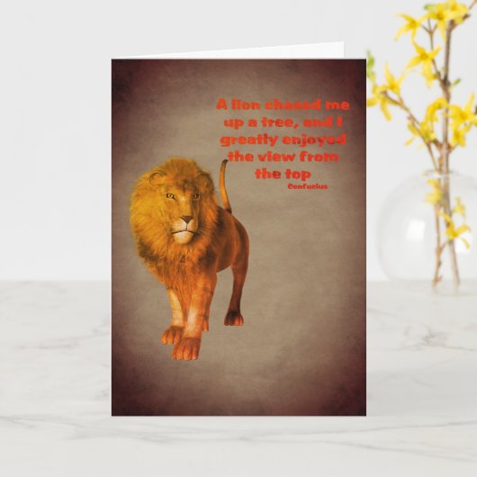 Lion Confucius Quote Inspirerend Kaart (Gele Bloem)