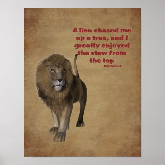 Lion Confucius Quote Inspirerend Poster (Voorkant)