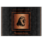 Lion Copper-Embellished Personalized Glass Snijplank (Voorkant)
