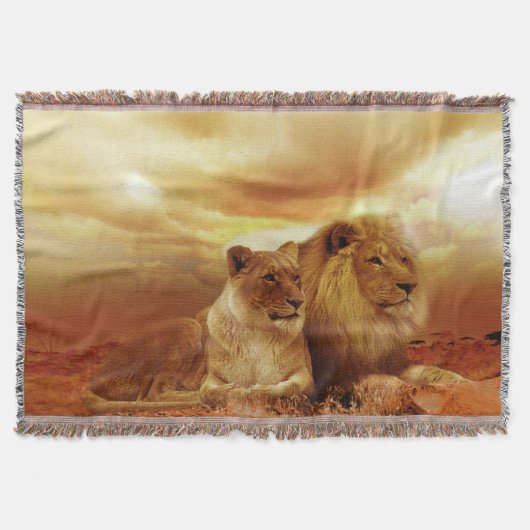 Lion Couple bij zonsondergang Deken (Voorkant)