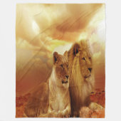 Lion Couple bij zonsondergang Fleece Deken (Voorkant)