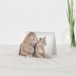 Lion Couple Greeting Note Kaart