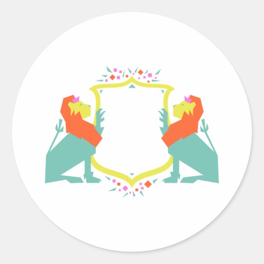 Lion Crest Ronde Sticker (Voorkant)