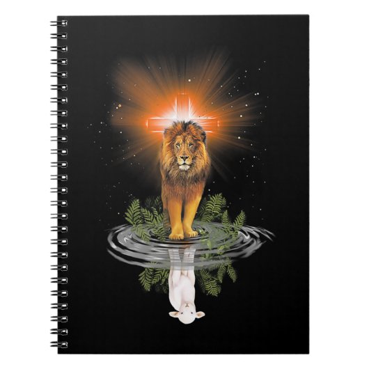 Lion Cross Jesus Reflection Water Mirror Sheep T-S Notitieboek (Voorkant)