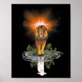 Lion Cross Jesus Reflection Water Mirror Sheep T-S Poster (Voorkant)