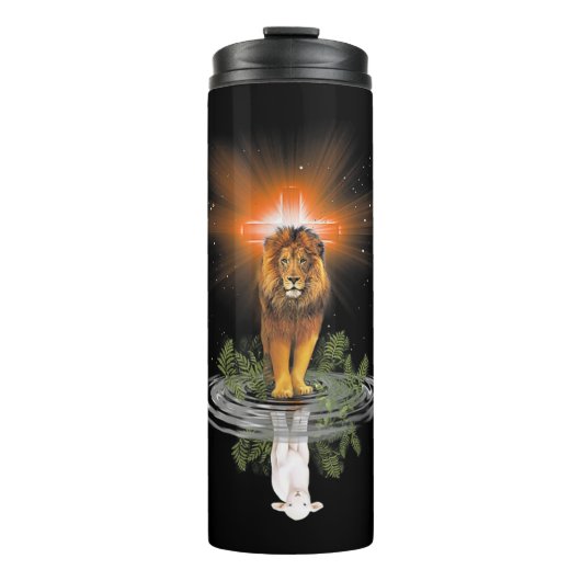 Lion Cross Jesus Reflection Water Mirror Sheep T-S Thermosbeker (Voorkant)