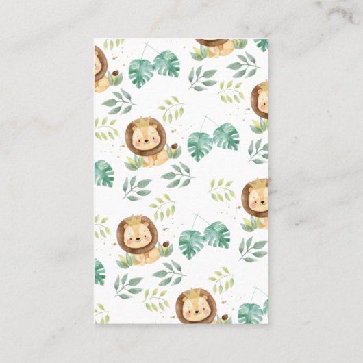 Lion Crown Baby shower Book Request Insert Visitekaartje (Achterkant)