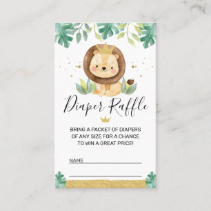Lion Crown Baby shower Diaper Raffle Insert Visitekaartje
