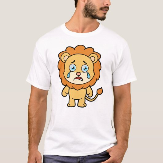 Lion Crying, Cute Cartoon Lion T-shirt (Voorkant)