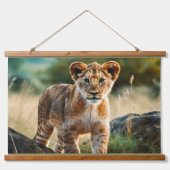 Lion Cub, AI gegenereerd; Hangend Wandkleed (Voorkant)