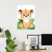 Lion Cub, Baby Animal, Oerwoud Safari Animals Poster (Thuiskantoor)