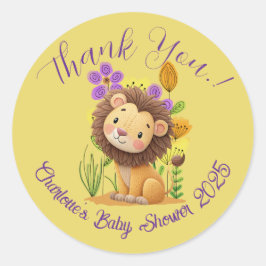 Lion Cub Baby shower Classic Ronde Sticker