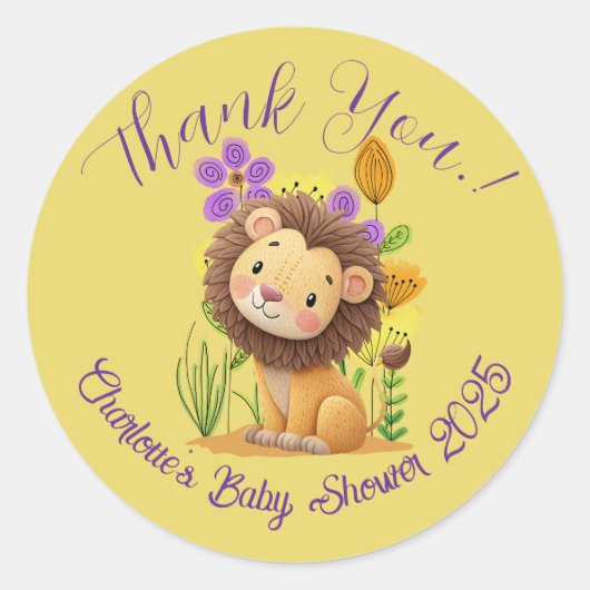 Lion Cub Baby shower Classic Ronde Sticker (Voorkant)