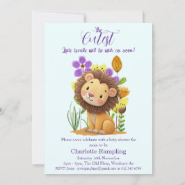 Lion Cub Baby shower op Azure Invitation Kaart