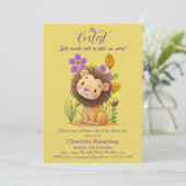 Lion Cub Baby shower op Azure Invitation Kaart (Staand voorkant)