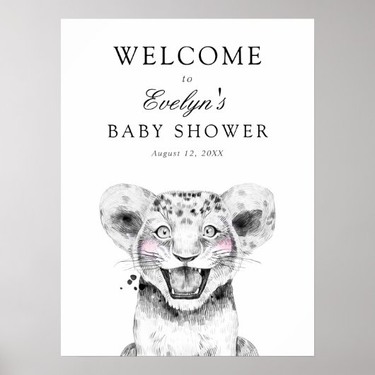 Lion Cub Baby shower Welkomstteken Poster (Voorkant)